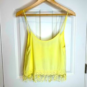 Solemio women's yellow fringed crop top Small no size tag